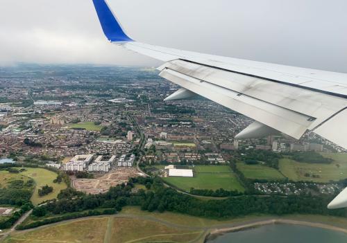 View of Edinburgh from airplane window